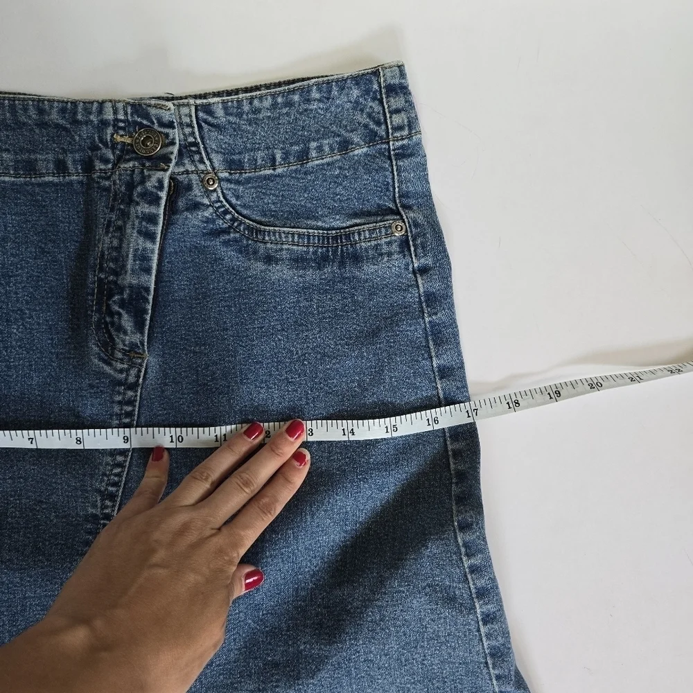 Jeanswest 90s y2k stretch denim midi skirt vintage asymetric sz 30US or 10Aus - Picture 6 of 11
